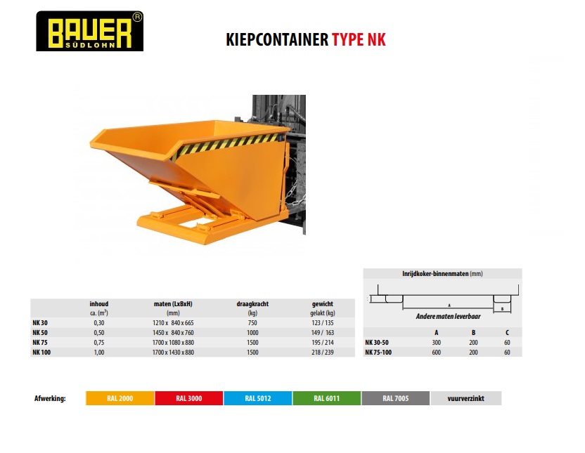 Kiepcontainer NK 50 vuurverzink | DKMTools - DKM Tools