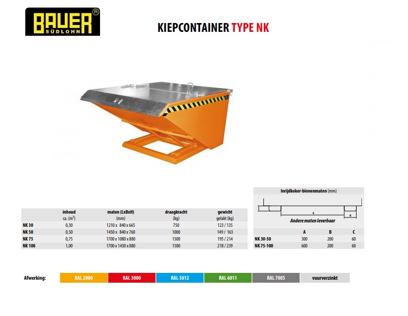 Kiepcontainer NK 75 Ral 3000 | DKMTools - DKM Tools