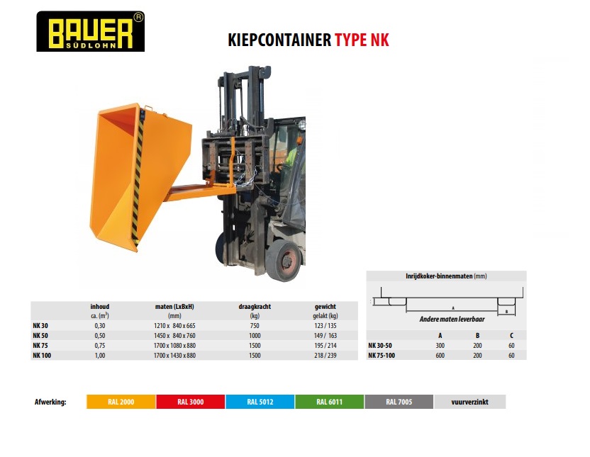 Kiepcontainer NK 100 vuurverzink | DKMTools - DKM Tools