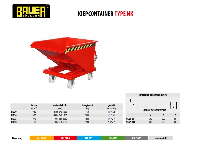 Kiepcontainer NK 30 Ral 2000 | DKMTools - DKM Tools