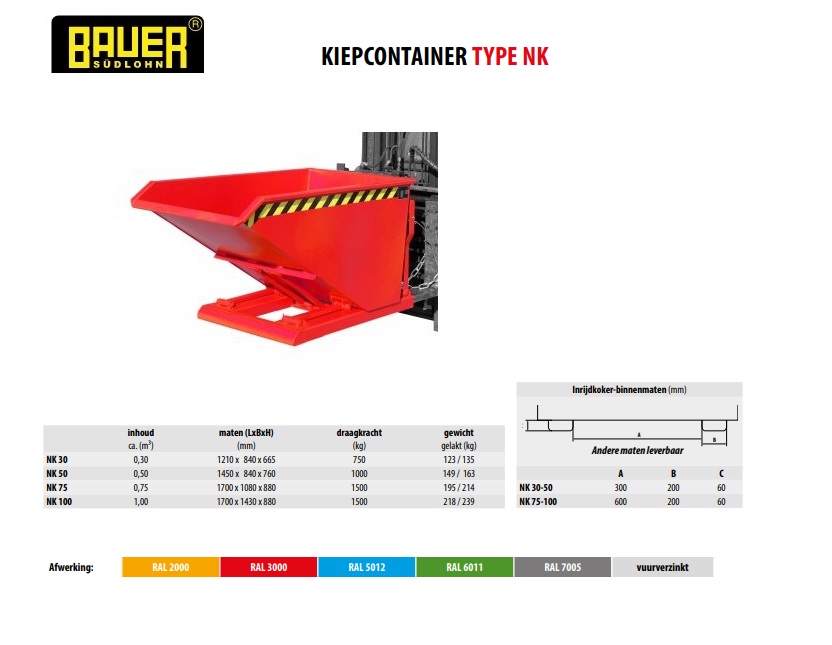 Kiepcontainer NK 50 Ral 3000