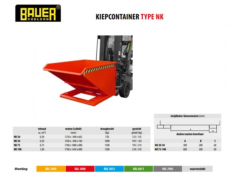 Kiepcontainer NK 100 vuurverzink | DKMTools - DKM Tools