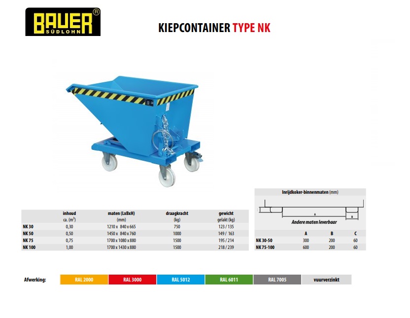 Kiepcontainer NK 30 Ral 3000 | DKMTools - DKM Tools