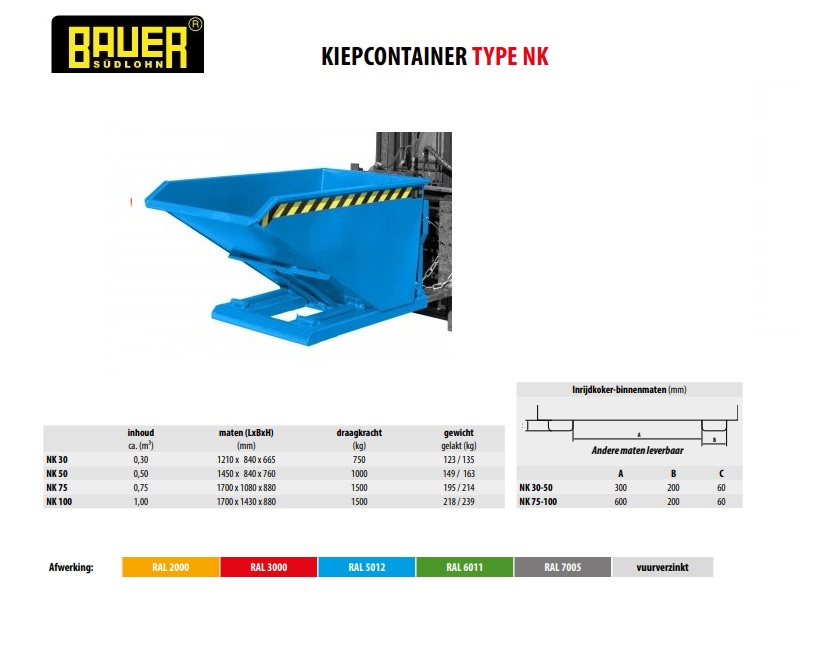 Kiepcontainer NK 50 vuurverzink | DKMTools - DKM Tools