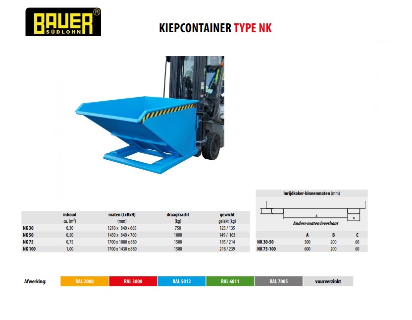 Kiepcontainer NK 100 vuurverzink | DKMTools - DKM Tools