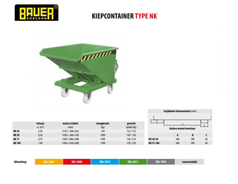 Kiepcontainer NK 30 Ral 2000 | DKMTools - DKM Tools