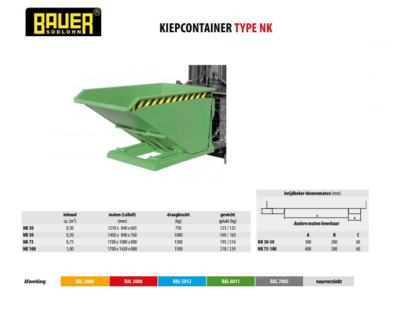 Kiepcontainer NK 50 Ral 2000 | DKMTools - DKM Tools