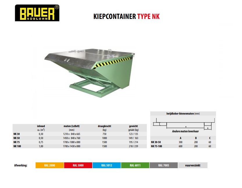 Kiepcontainer NK 100 Ral 3000 | DKMTools - DKM Tools