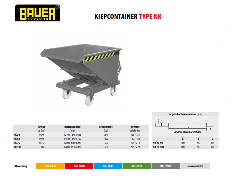 Kiepcontainer NK 30 Ral 7005