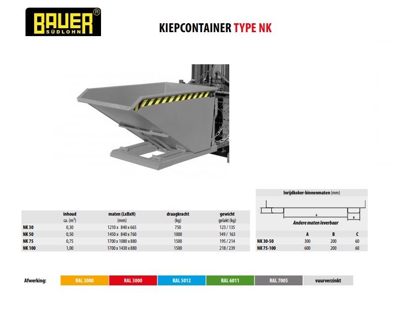 Kiepcontainer NK 50 Ral 7005