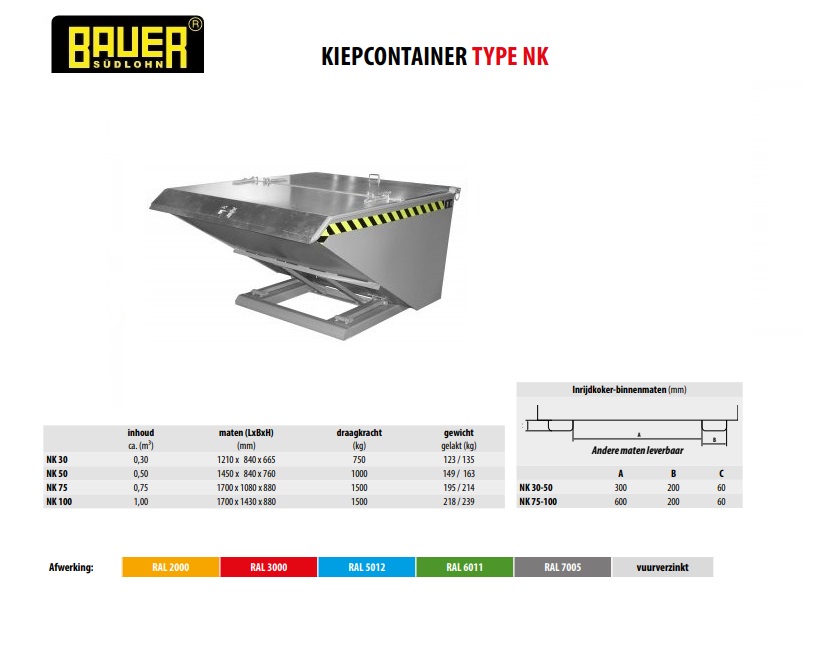 Kiepcontainer NK 100 Ral 7005