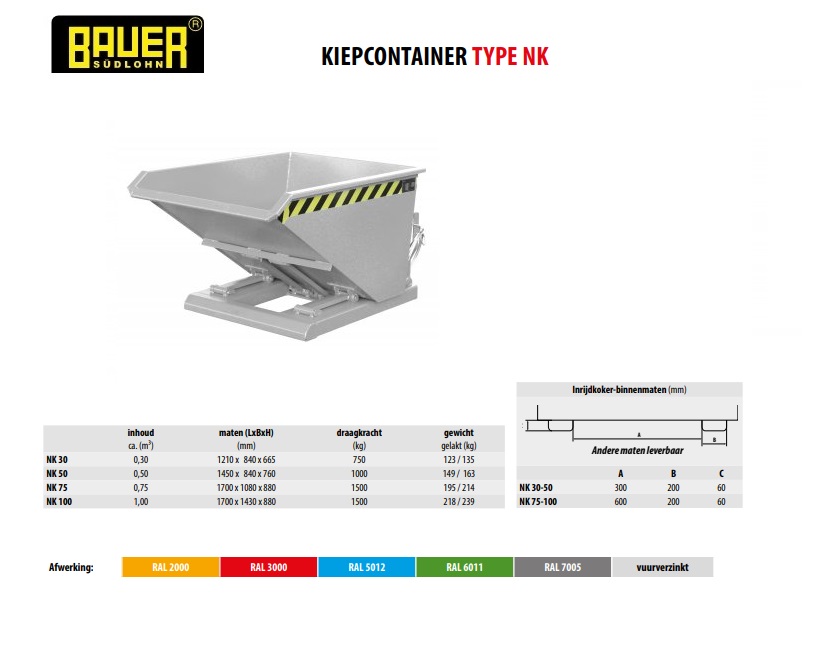 Kiepcontainer NK 30 vuurverzink