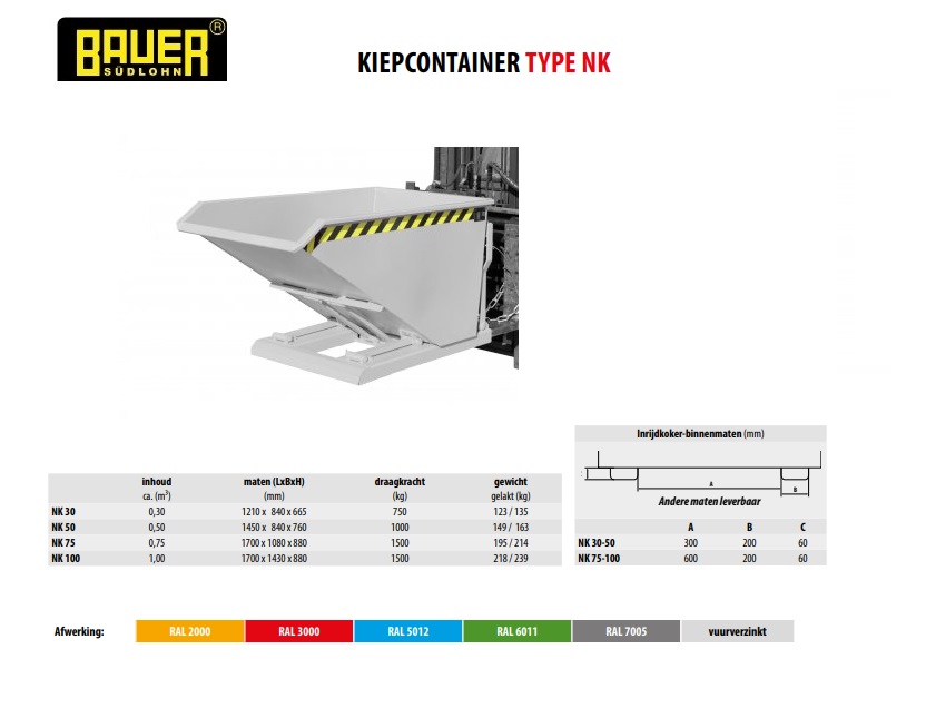 Kiepcontainer NK 50 vuurverzink