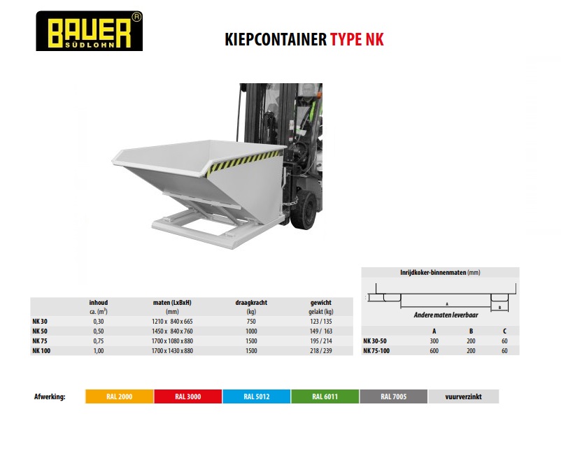 Kiepcontainer NK 100 vuurverzink