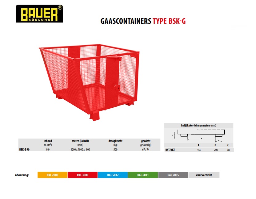 Gaascontainer BSK-G 90 Ral 3000