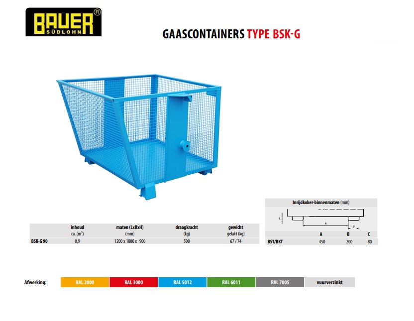 Gaascontainer BSK-G 90 Ral 5012