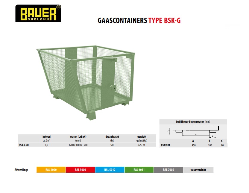 Gaascontainer BSK-G 90 Ral 6011