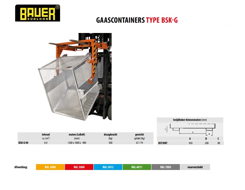 Gaascontainer BSK-G 90 vuurverzink