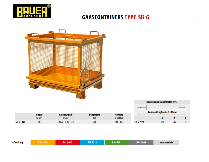 Gaascontainer SB-G 1000 vuurverzink | DKMTools - DKM Tools