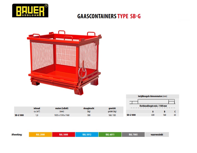 Gaascontainer SB-G 1000 Ral 2000 | DKMTools - DKM Tools