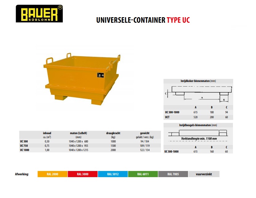 Universele container UC 500 Ral 2000