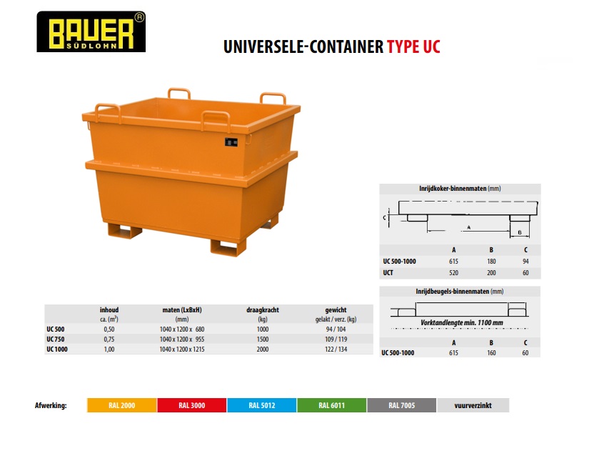 Universele container UC 750 Ral 2000