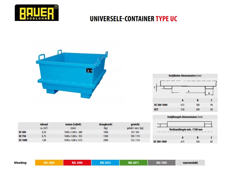 Universele container UC 500 Ral 5012