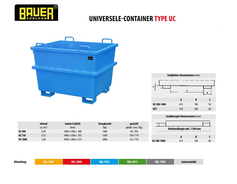 Universele container UC 750 Ral 5012