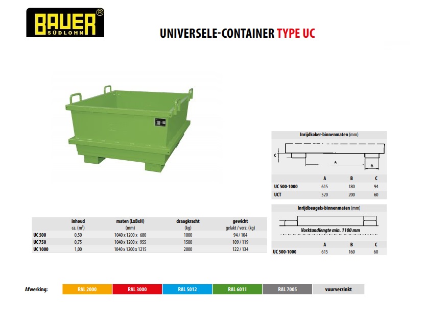 Universele container UC 500 Ral 6011