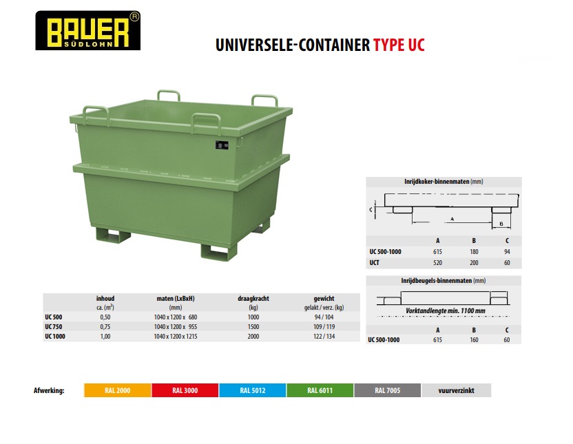 Universele container UC 750 Ral 6011