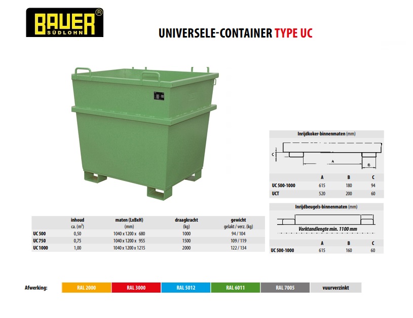 Universele container UC 1000 Ral 6011