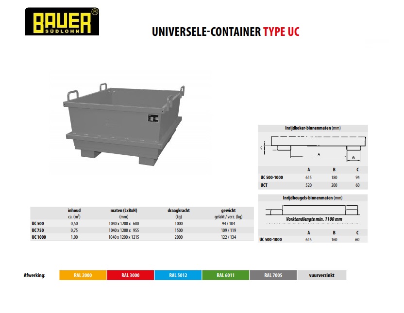 Universele container UC 500 Ral 7005