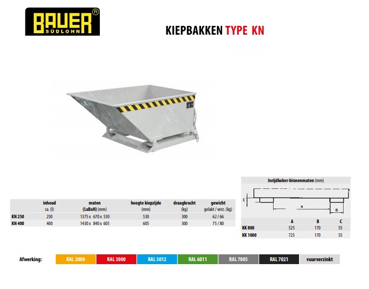 Kiepbak KN 400V vuurverzink