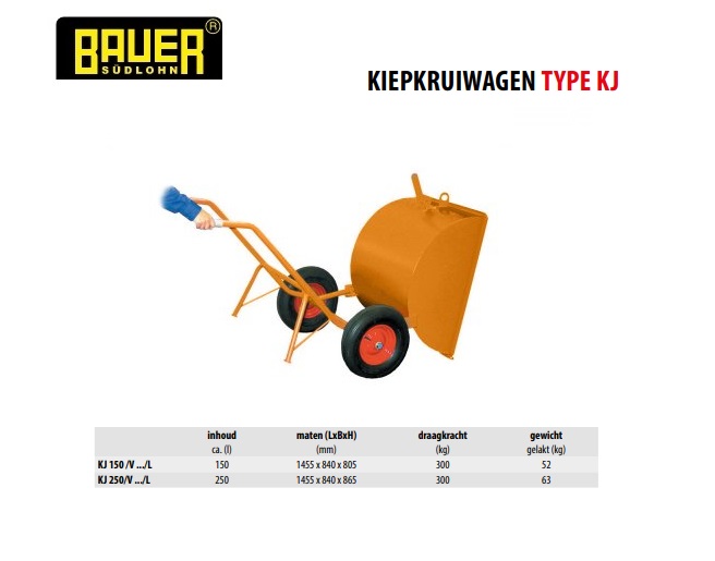 Kiepkruiwagen KJ 150/V Luchtband Ral 2000