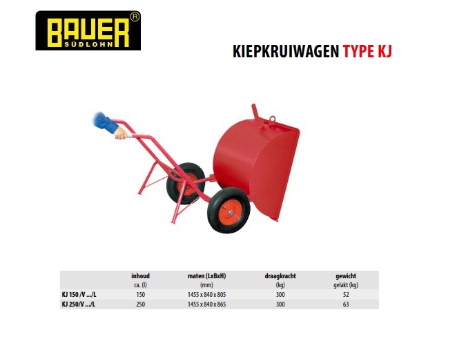 Kiepkruiwagen KJ 150/V Luchtband Ral 3000