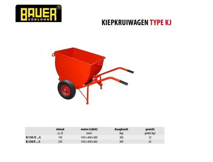 Kiepkruiwagen KJ 250/L  wiel Ø 400 mm Ral 5012 | DKMTools - DKM Tools