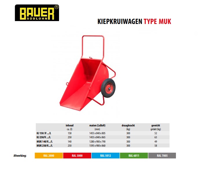 Kiepbak MUK 250/V Luchtband Ral 2000 | DKMTools - DKM Tools