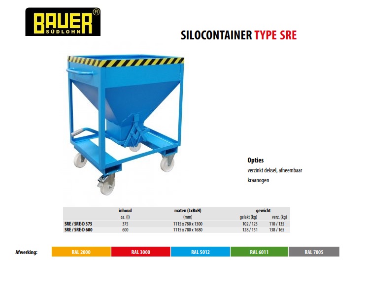 Silocontainer SRE 375 Vuurvezinkt | DKMTools - DKM Tools