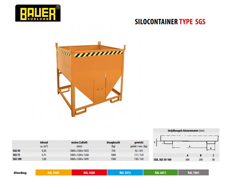 Silocontainer SGS 75 Ral 2000