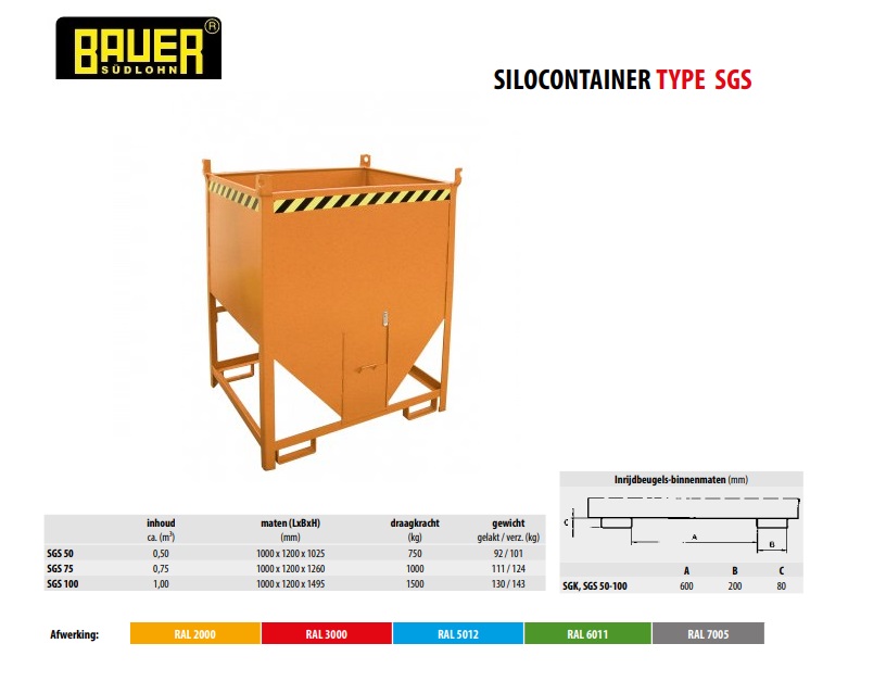 Silocontainer SGS 100 Vuurvezinkt | DKMTools - DKM Tools