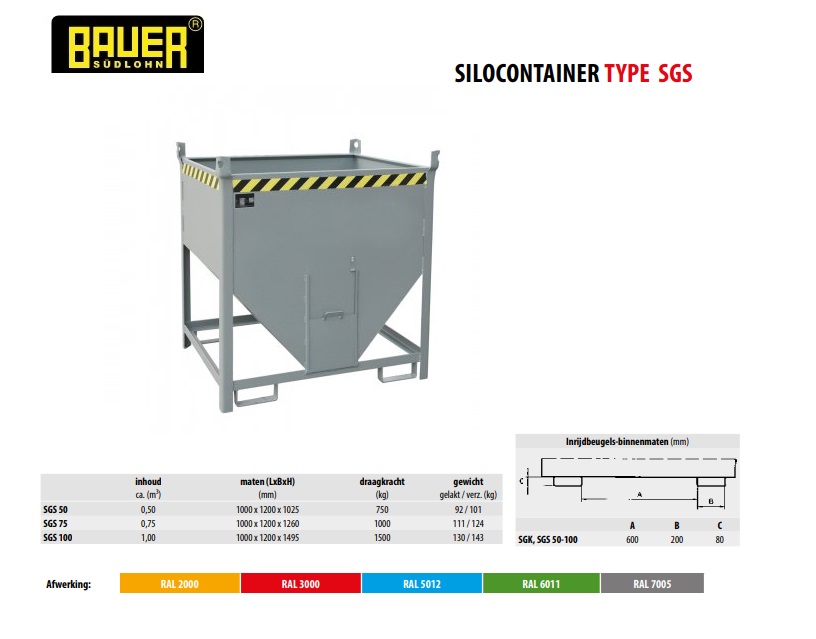 Silocontainer SGS 75 Ral 7005