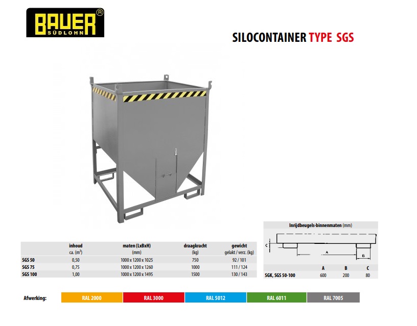 Silocontainer SGS 100 Ral 7005
