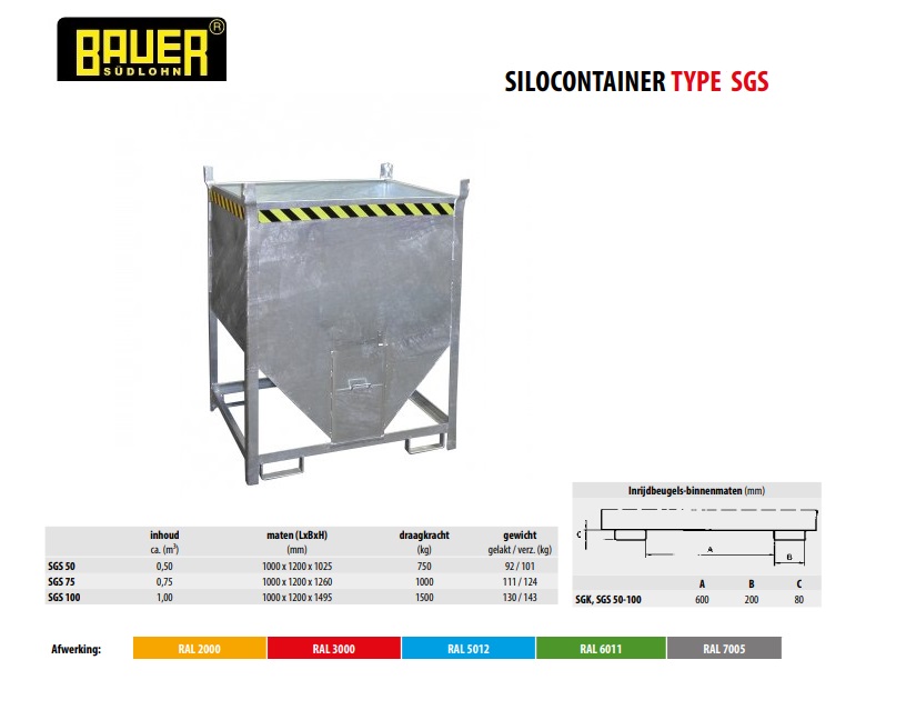 Silocontainer SGS 100 Vuurvezinkt