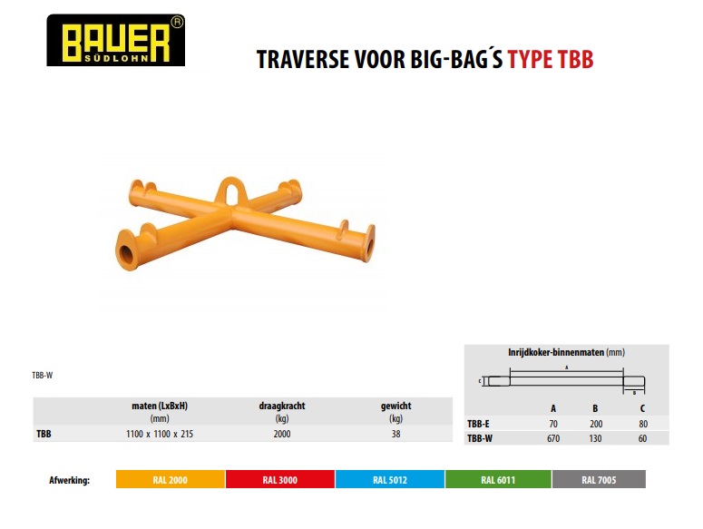 Traverses voor Big-Bag TBB Ral 2000