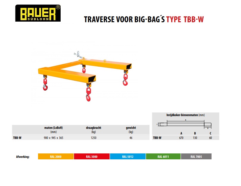 Traverses voor Big-Bag TBB-W Ral 2000