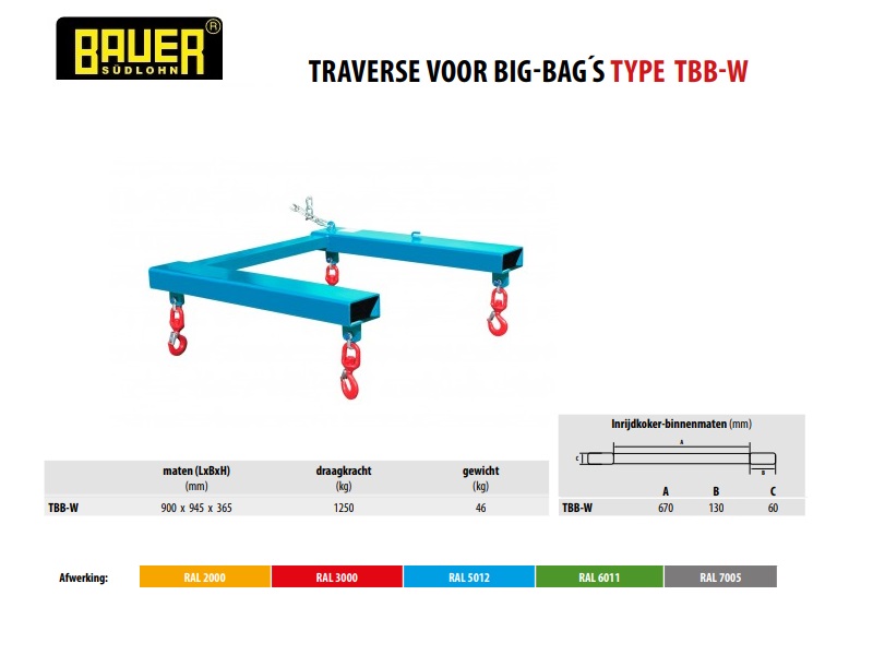 Traverses voor Big-Bag TBB-W Ral 5012