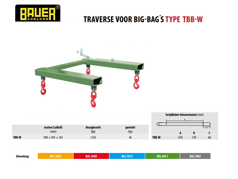 Traverses voor Big-Bag TBB-W Ral 6011