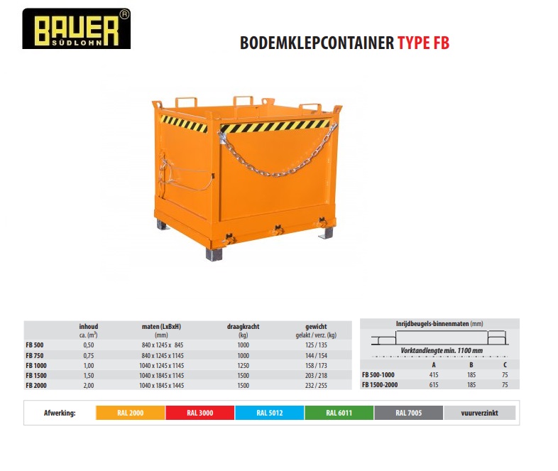 Bodemklepcontainer FB 1000 RAL 3000 | DKMTools - DKM Tools