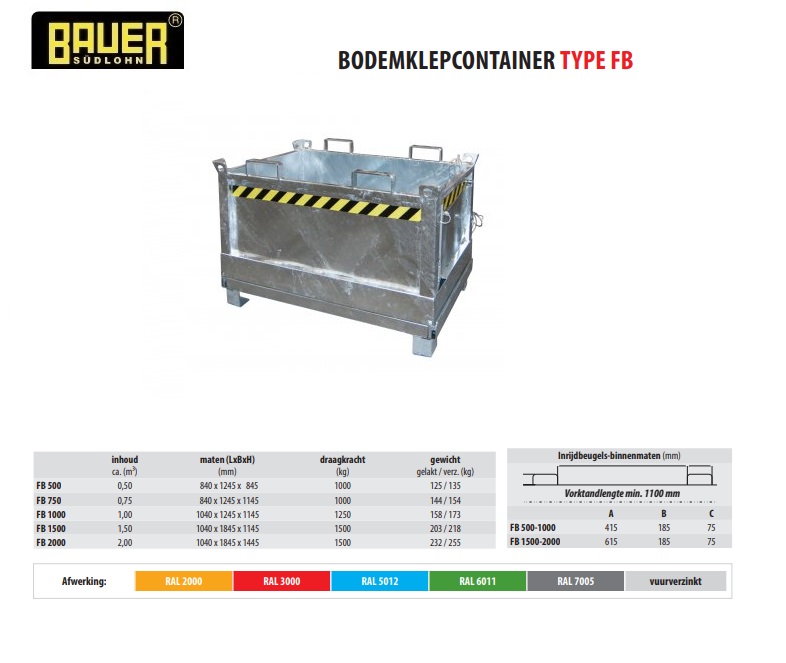 Bodemklepcontainer FB 500 verzinkt