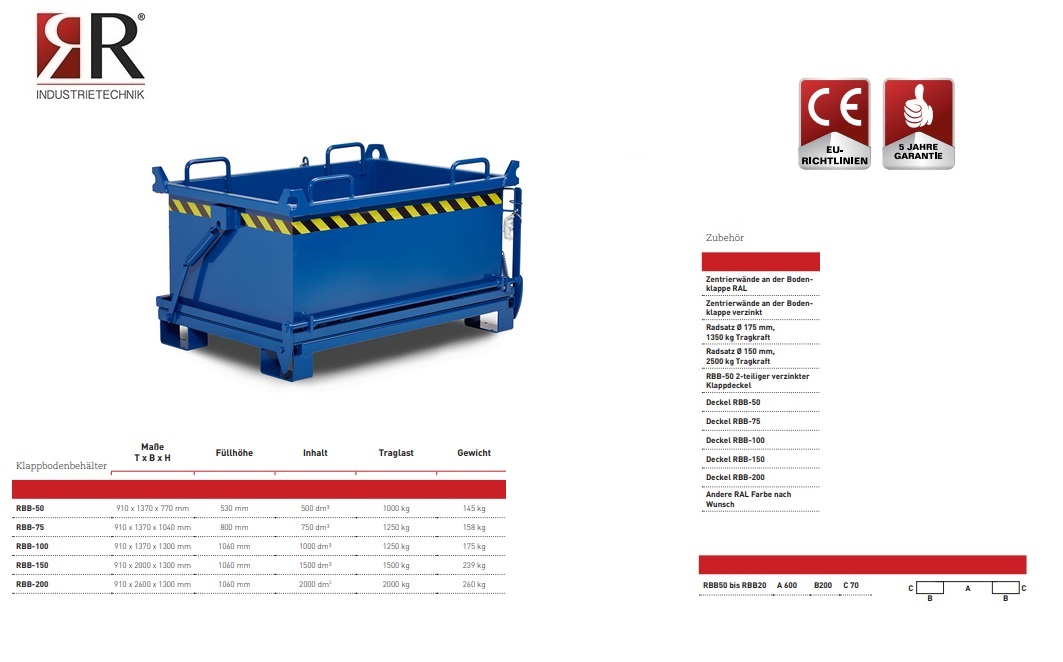 Bodemklepcontainer RBB-50 RAL 5010